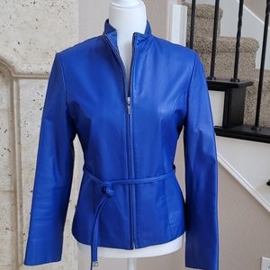 Genuine Leather Jacket Blue Size M (US 6)